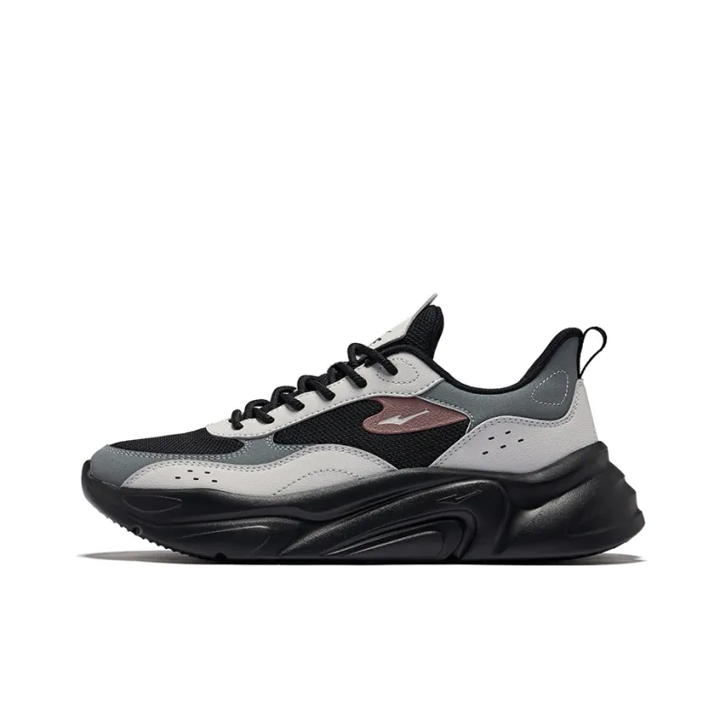 Erke Wear Resistant Breathable Slip Resistant Low Top Casual Shoes Men's Jet Black Mist Gray-0