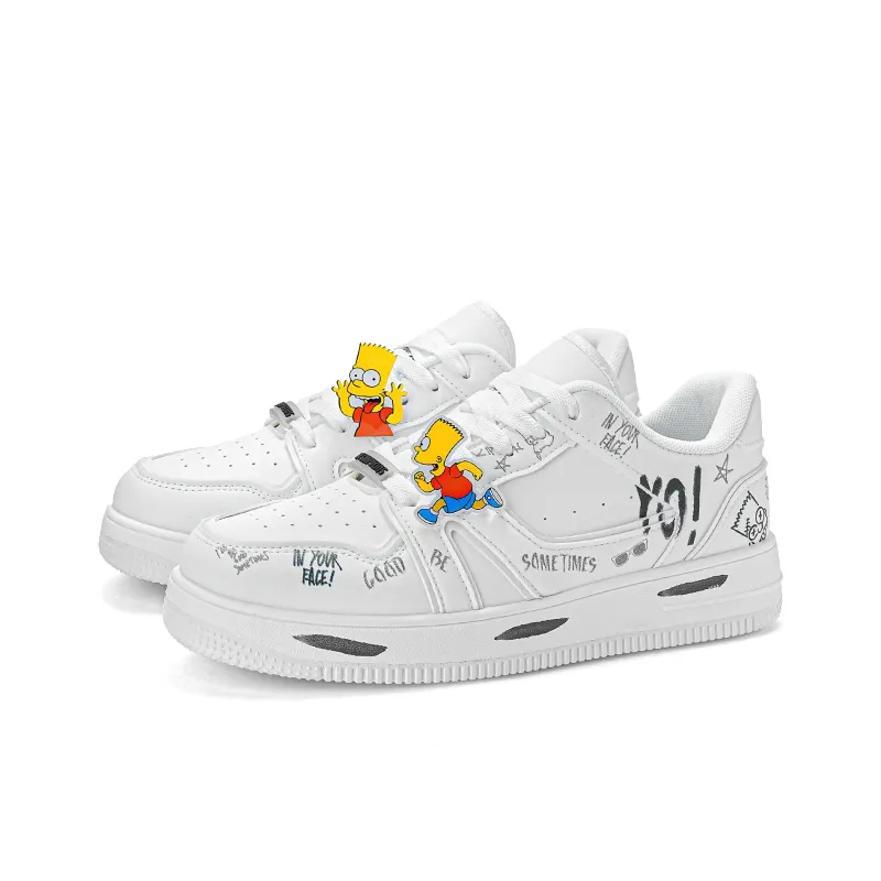 The Simpsons Skateboard Shoes Unisex Low Top Mismatched/White Red/White Black/White-31