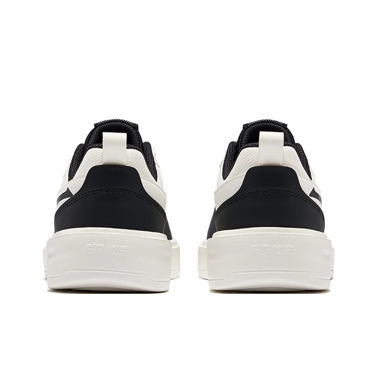 Erke Anti-Slip Wear-Resistant Low-Top Skateboard Shoes Women's Microcrystal White/Jet Black-3