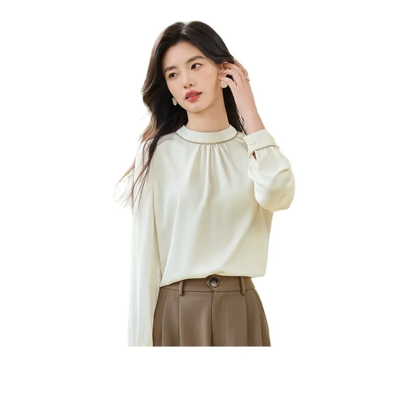 She Enjoys Chiffon Shirts Women's Milk White-2
