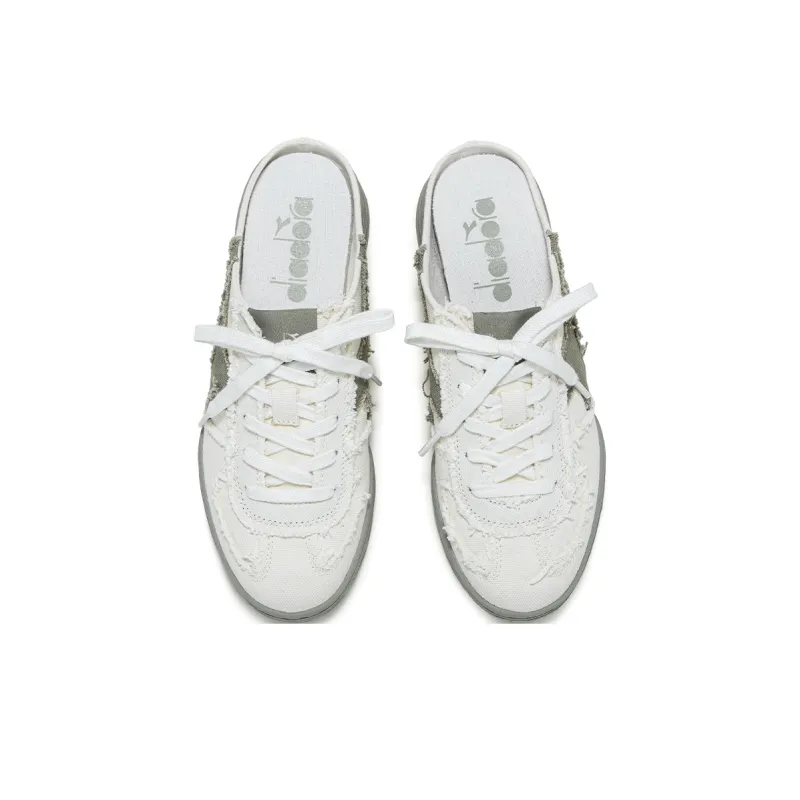 Diadora Abrasion-Resistant Low-Top Canvas Shoes Unisex White Gray-2