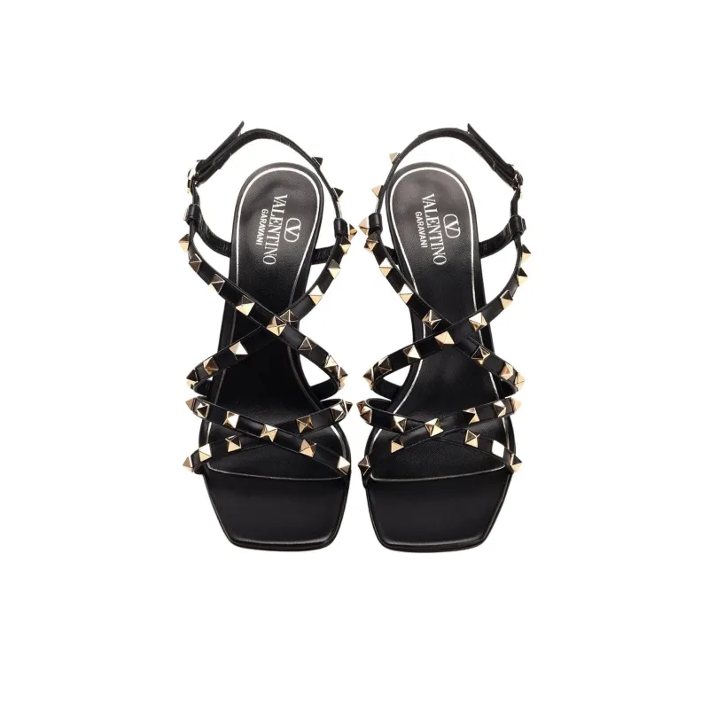Valentino Rockstud One Strap Sandals 11cm Women's Black-4