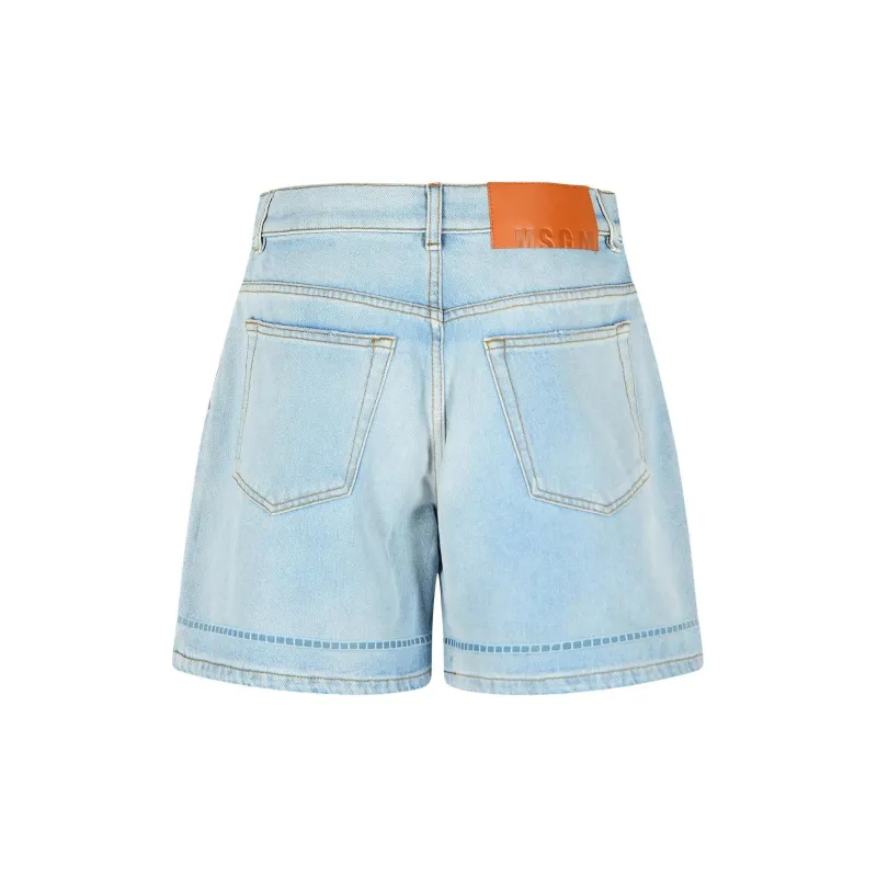 MSGM Logo Patch Denim Shorts-1