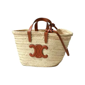 CELINE Palm Leaf Handbag Women's Tan