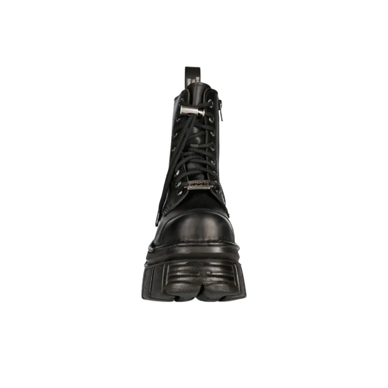 NEW ROCK METALLIC Ankle Boots Unisex Black-6