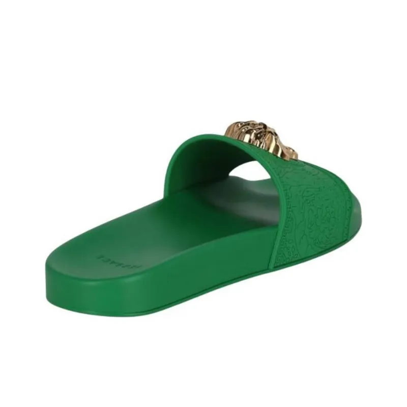 VERSACE PALAZZO PU Polyurethane Slide Slippers Women's Green-3