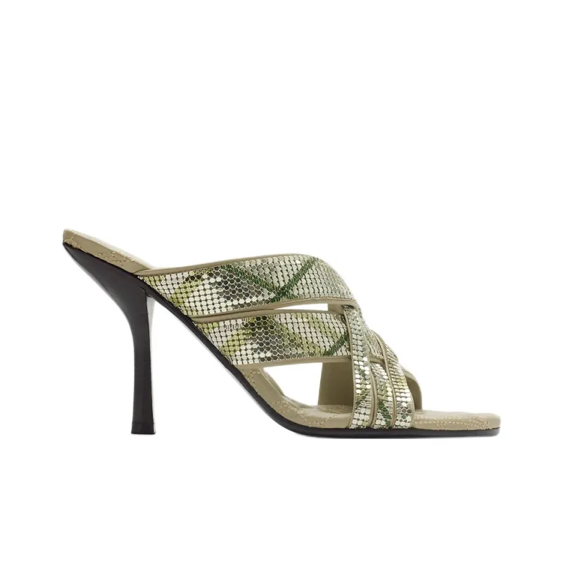 Burberry Slide Slippers 9cm Women's Green-1