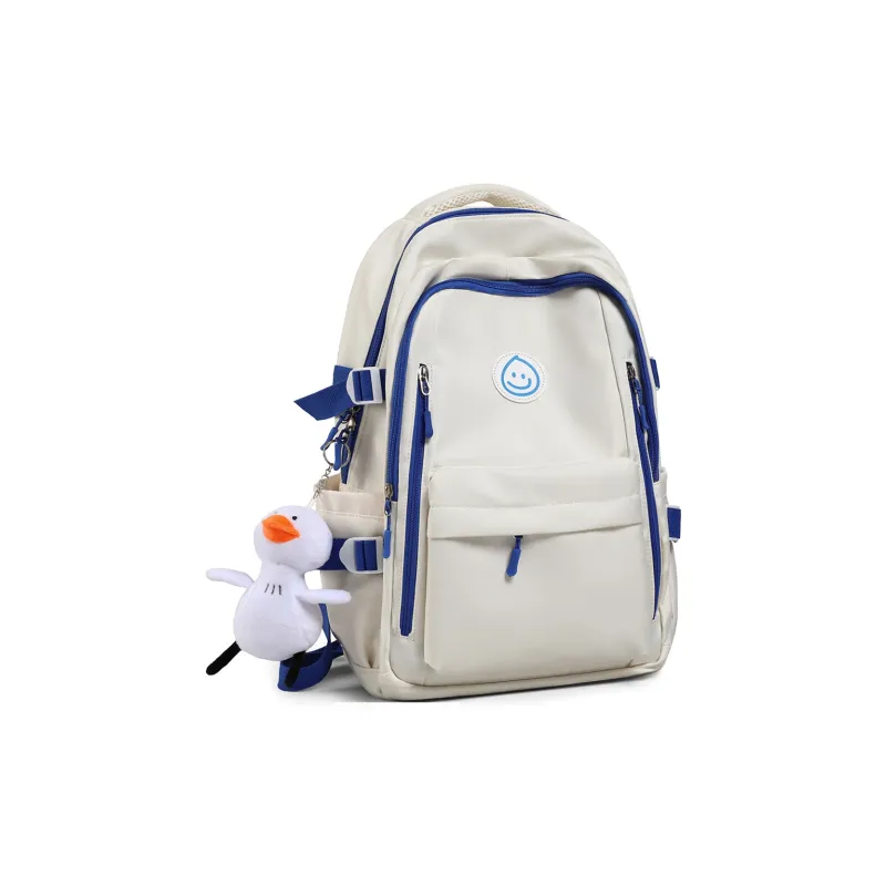 VINEY Fabric Backpack Unisex White & Red/White & Blue-8