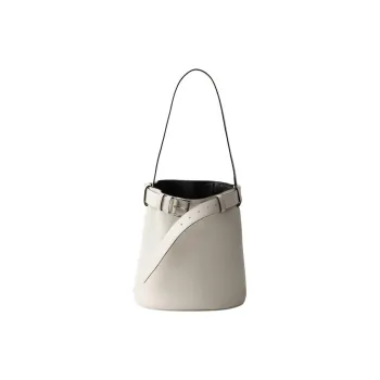 PRADA Leather Bucket Bags Shoulder Bags Women's White