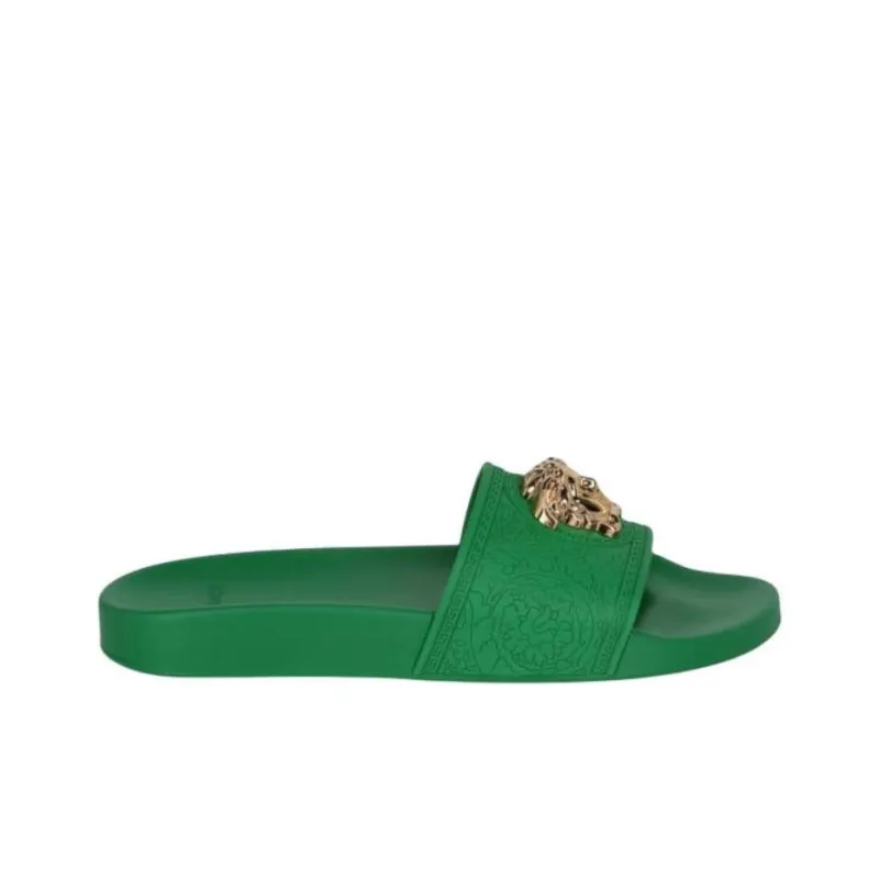 VERSACE PALAZZO PU Polyurethane Slide Slippers Women's Green-1