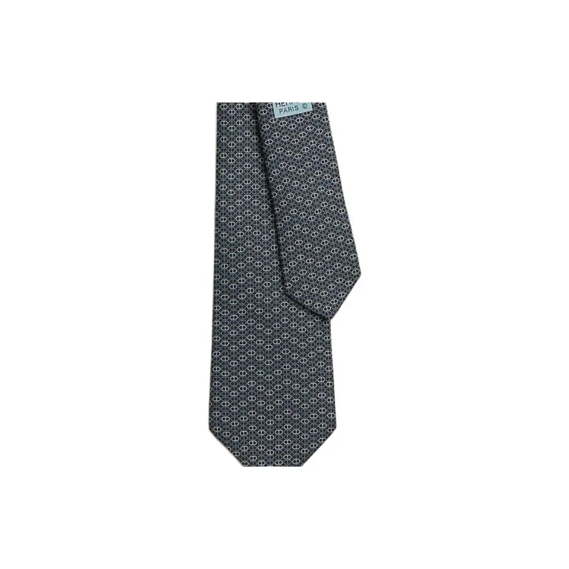 HERMES Silk Ties Men's Charcoal Gray-1