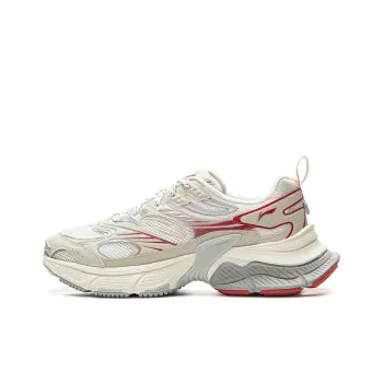 LiNing Star Shock Absorbers Slip Resistant, Abrasion Resistant, Breathable Low Top Chunky Sneakers Men's White Red