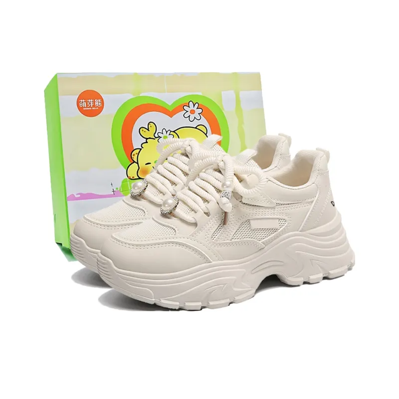 Budding Bear Anti-Slip Wear-Resistant Breathable Height Increasing Low-Top Chunky Sneakers Women's-0