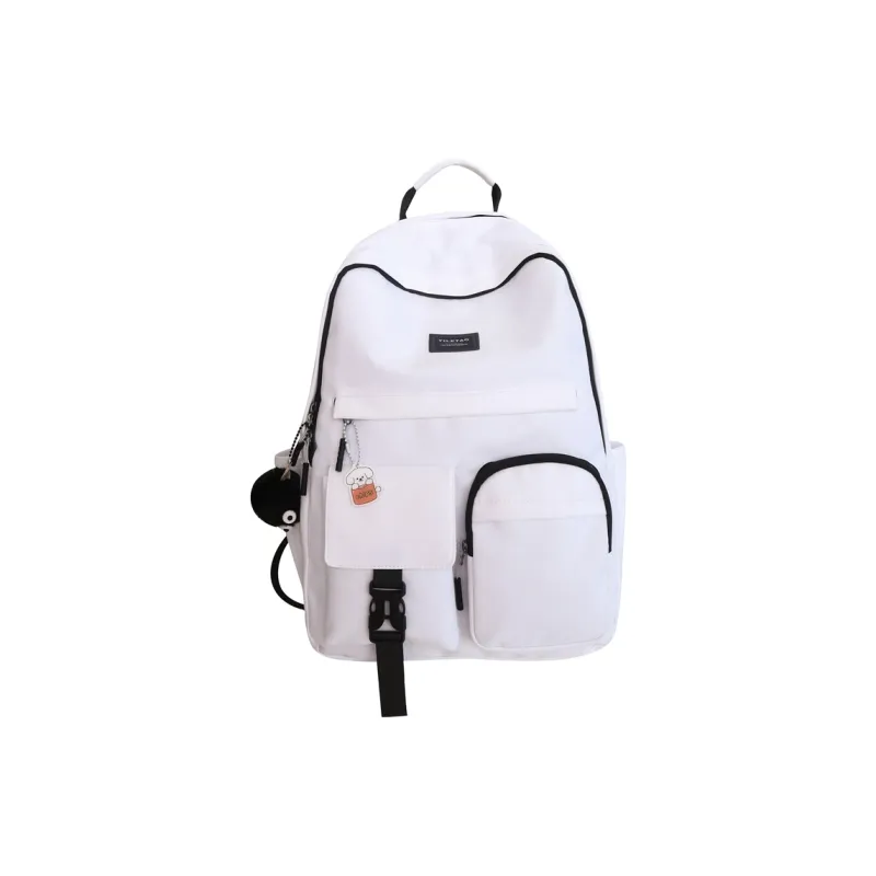 ResNonverba Nylon Backpack Unisex Black White Blue/Yellow/Red-1