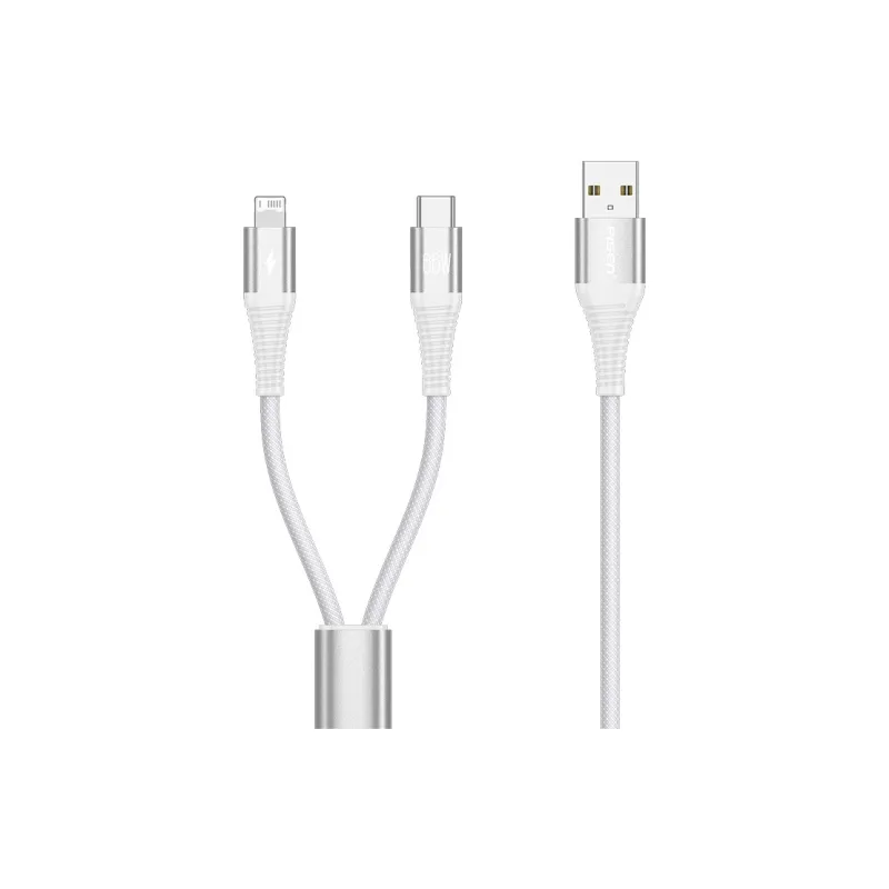PISEN 66W 2 in 1.2m All in One Aluminum Alloy Yarn Charging Cable AP FC27 1200-5