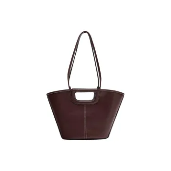 ZARA PU Tote Bag, Shopping Bag, Shoulder Bag Large Size Women's Dark Red Color