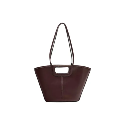 ZARA PU Tote Bag, Shopping Bag, Shoulder Bag Large Size Women's Dark Red Color