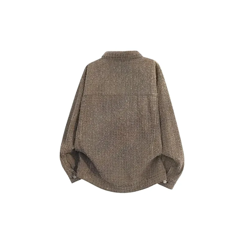 Qnxeey Jackets Coats Unisex Brown-1