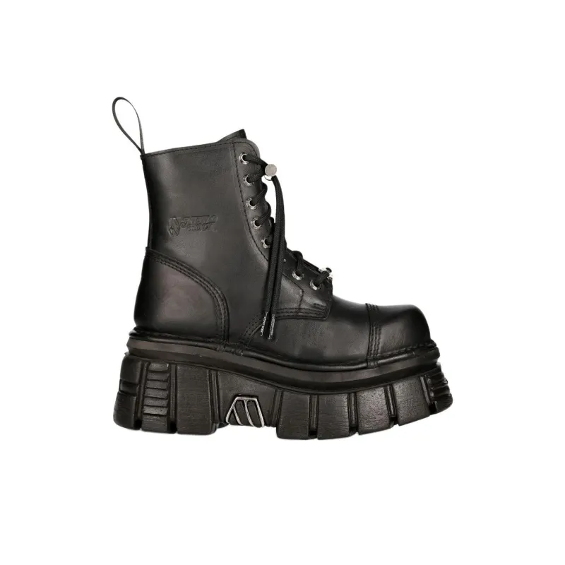 NEW ROCK METALLIC Ankle Boots Unisex Black-2