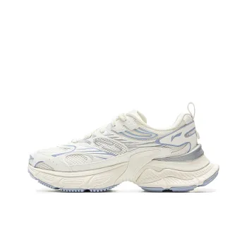 LiNing Star Shock Absorbers Slip Resistant, Abrasion Resistant, Breathable Low Top Chunky Sneakers Women's White Blue