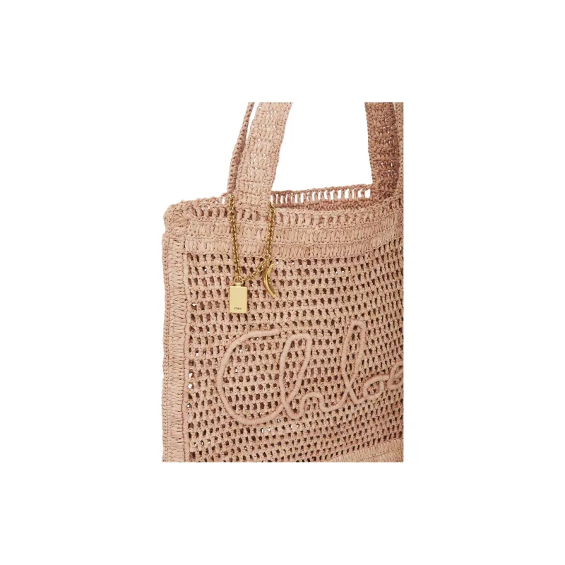 Chloe Straw Woven Tote Bag, Shopping Bag, Handbag, Shoulder Bag Women's Pink Orange-3