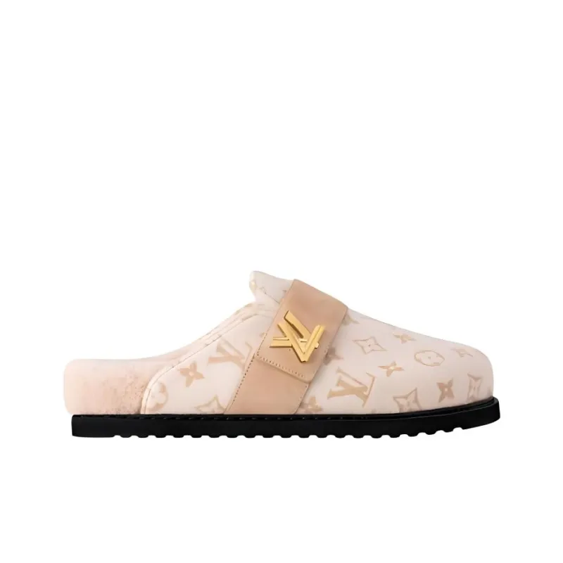 LOUIS VUITTON Closed Toe Slippers Women's Beige-1