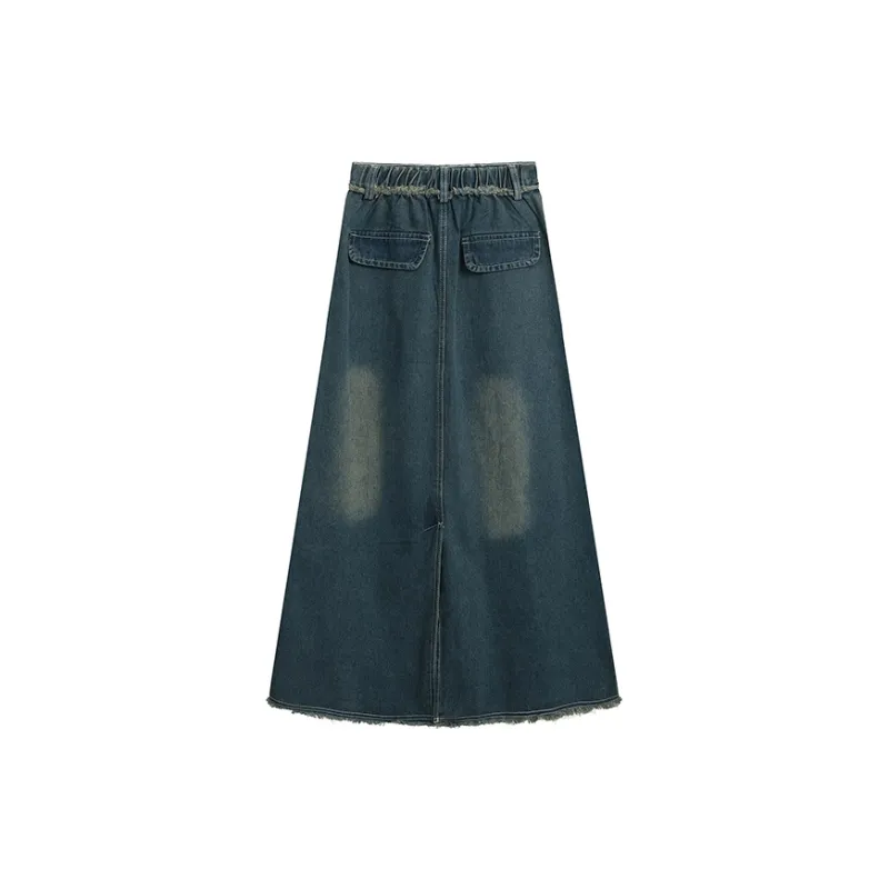 PAIN OR PLEASURE Denim Long Skirts Women's Blue-1