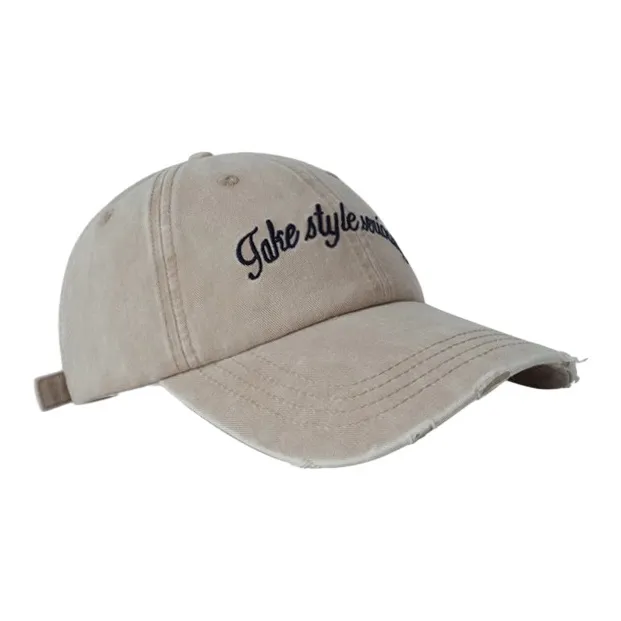 FREE RABBITⅡ Korean Style Vintage Washable Distressed Ripped Denim Baseball Caps Unisex-5