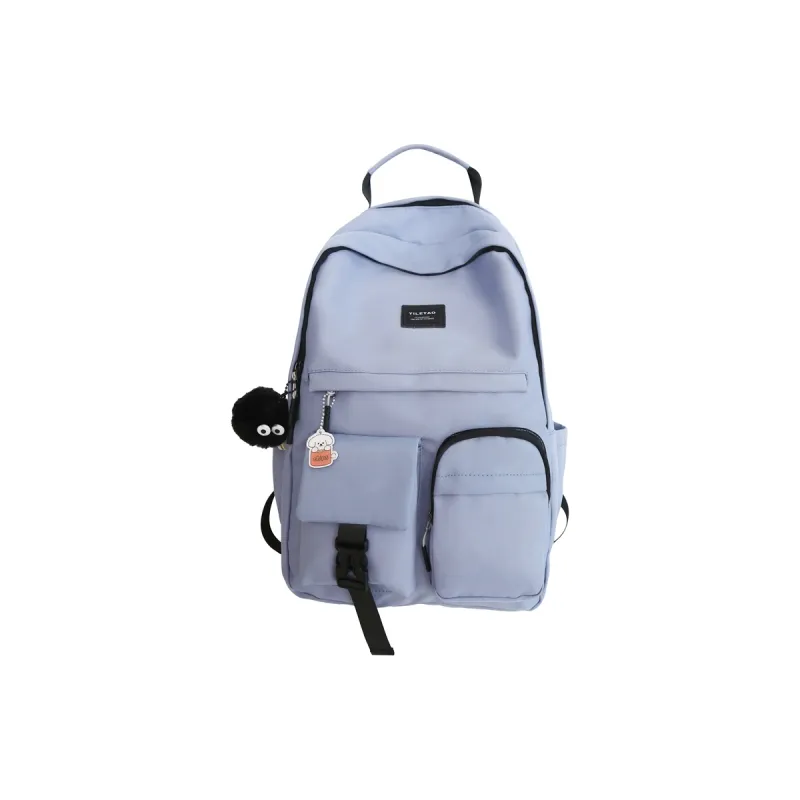 ResNonverba Nylon Backpack Unisex Black White Blue/Yellow/Red-0