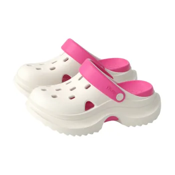 POSEE Lightweight Fashion Home Slippers Unisex, White+Raspberry