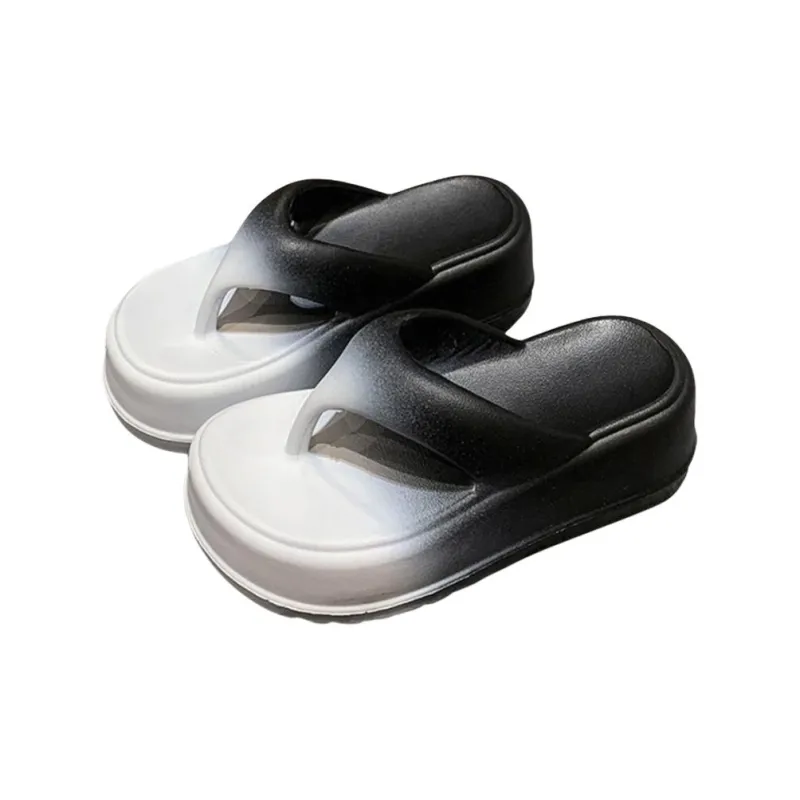 Xiang Ning Pai Color Block Minimalist Style Platform Height Increasing Design Petite Elegance Flip Flops-7