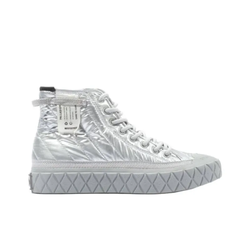 Palladium Palla Ace Anti Slip Wear Resistant Mid Top Skateboard Shoes Women's Silver-1