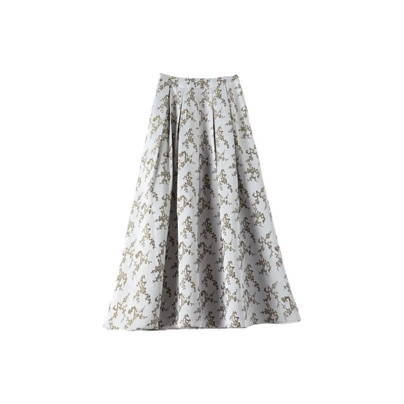 Late White Casual Long Skirts Women's Multicolor-2
