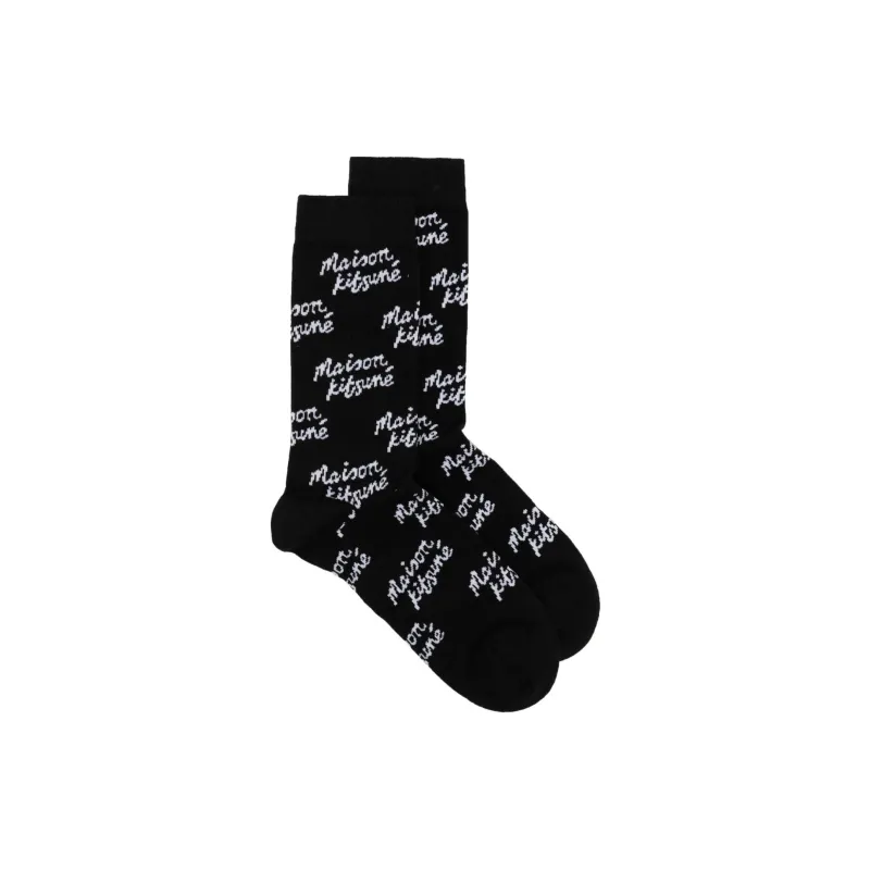 Maison Kitsune Logo Lettering Socks-1