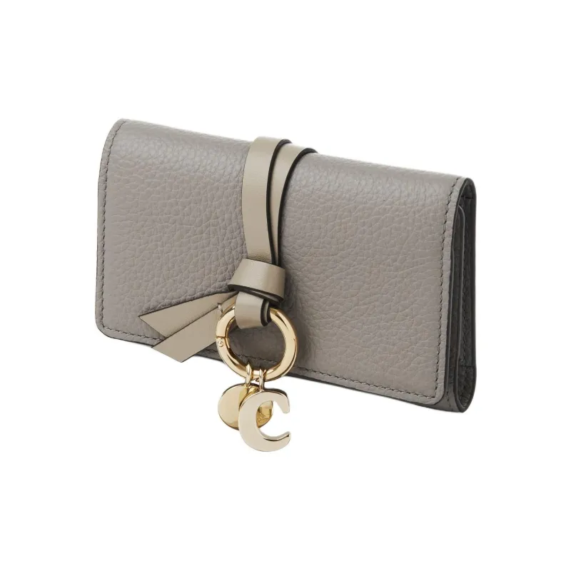 Chloe Alphabet Calfskin Key Pouch Women's Cashmere Gray-1