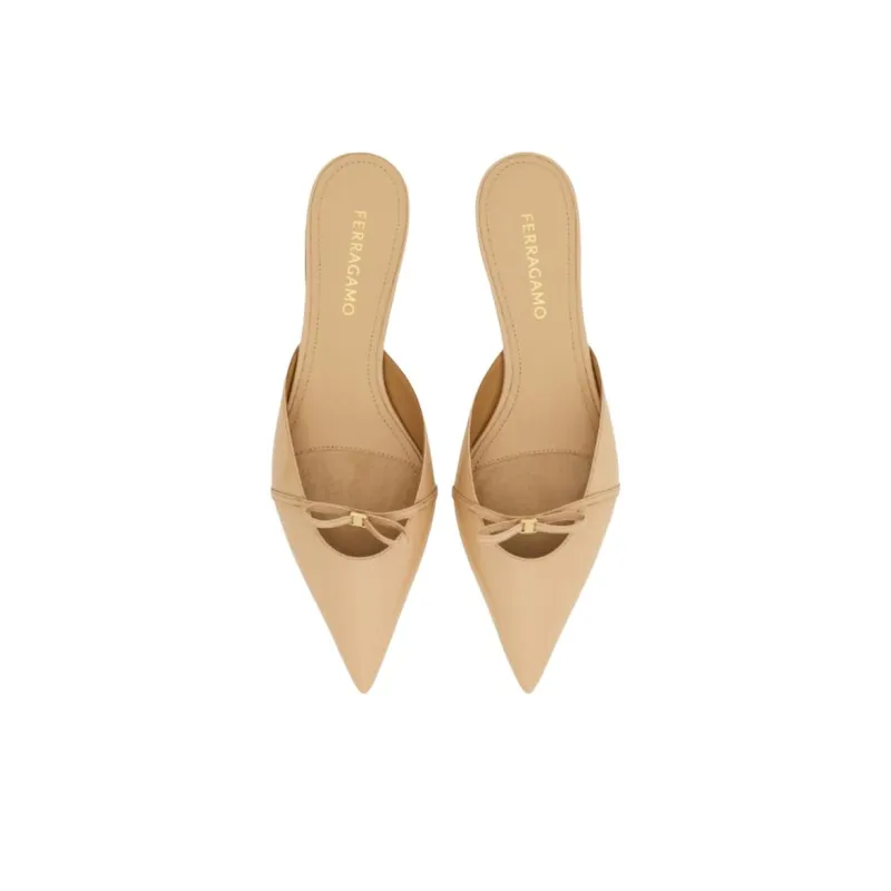 FERRAGAMO Slip Resistant Closed Toe Slippers Women's Beige-3