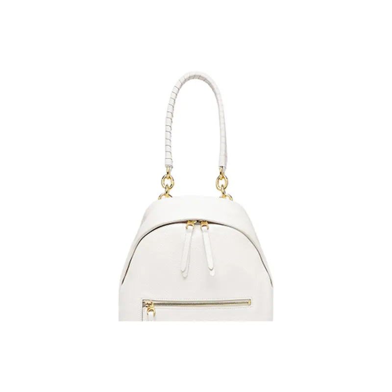 COCCINELLE Grained Cow Leather Handbag Shoulder Bag Backpack Medium Size Women's White-3