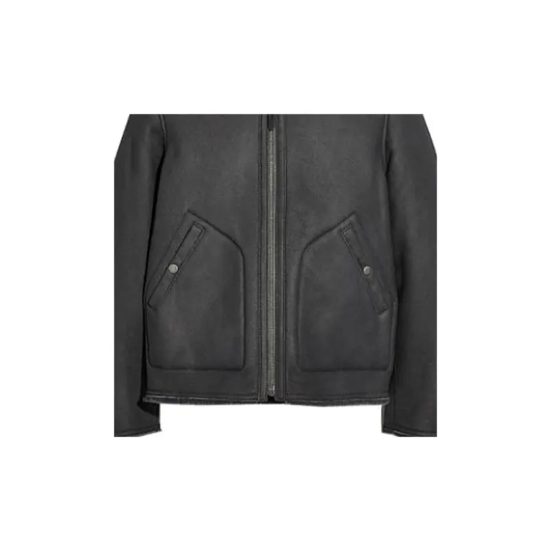 COACH Leather Jackets Men Charcoal Black-2