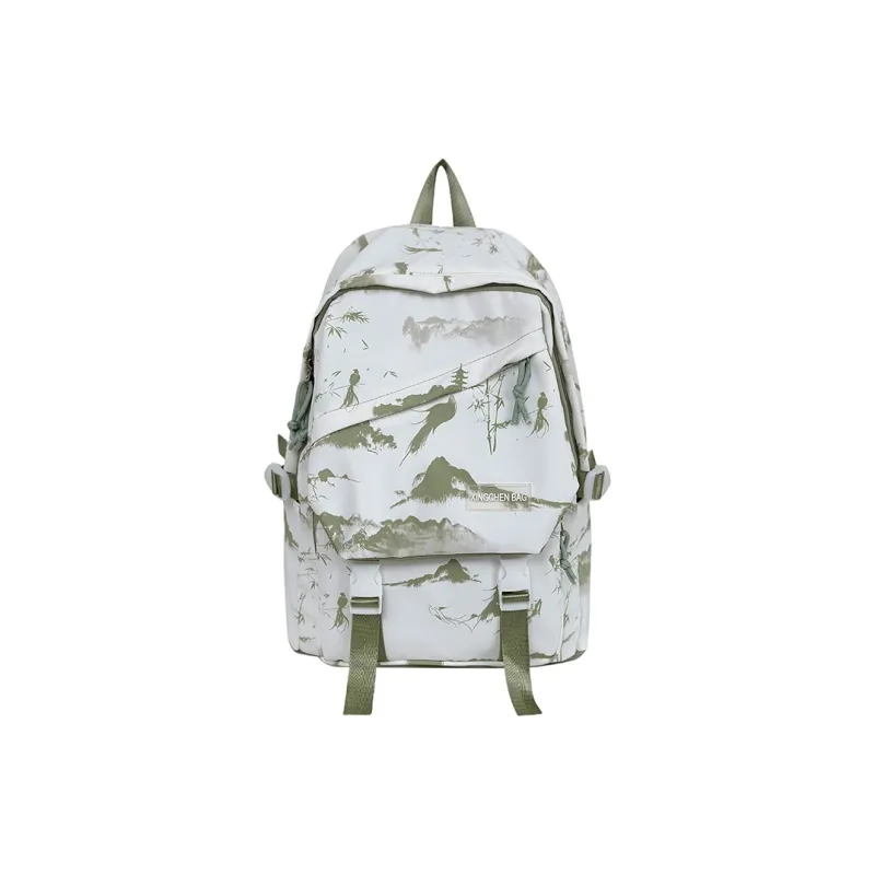 LUVISTRUE Nylon Backpack Unisex Gray/Red Green Pink-12