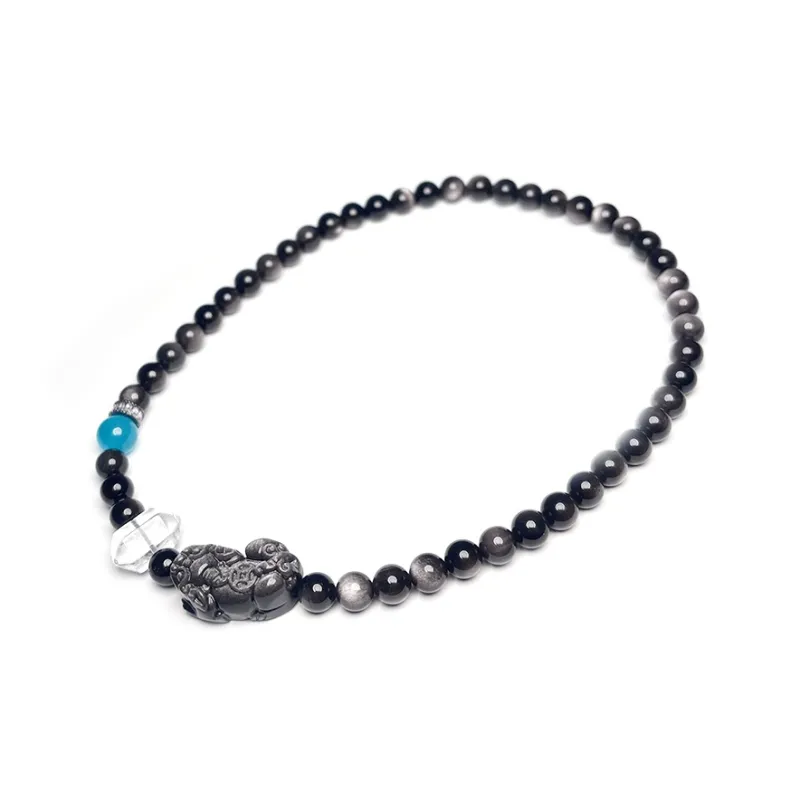 MOUNTAINS AND MANS Obsidian Double Wrap Layering Luxury Good Luck Beaded Bracelet Men's-4