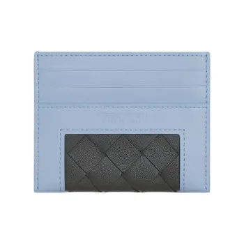 Bottega Veneta Intrecciato Calfskin Card Holder Women's Aqua Multicolor Glass