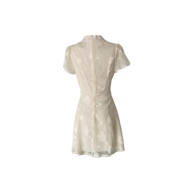Pa33word Short Sleeved Dress Women's Beige Apricot-8