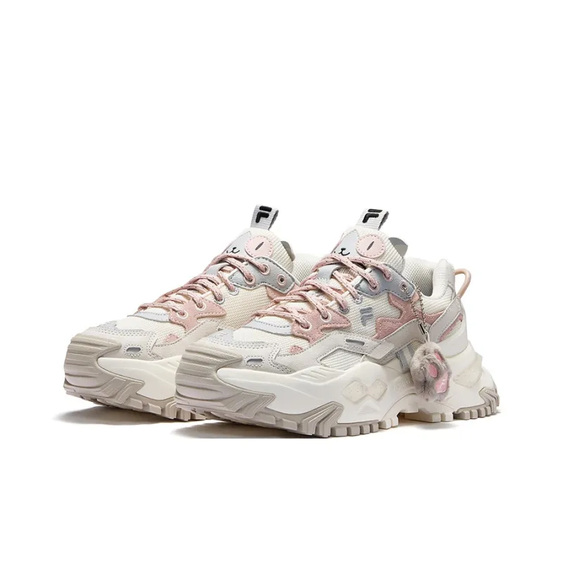 FILA FUSION BIANCO Wear-Resistant Height Increasing Low-Top Chunky Sneakers Women's White Gray-2