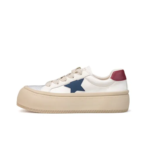 Joy&Mario Height Increasing Low Top Skateboard Shoes Women's Beige