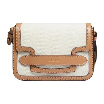 THE BRIDGE Fabric With Cow Leather Shoulder Bag Women's Light Brown & White