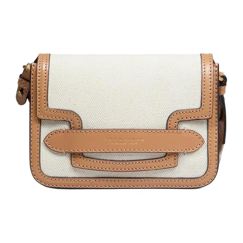 THE BRIDGE Fabric With Cow Leather Shoulder Bag Women's Light Brown & White-0