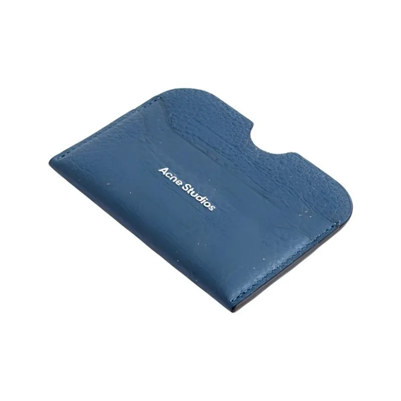 Acne Studios Leather Card Holder Large Size Women's Denim Blue-2