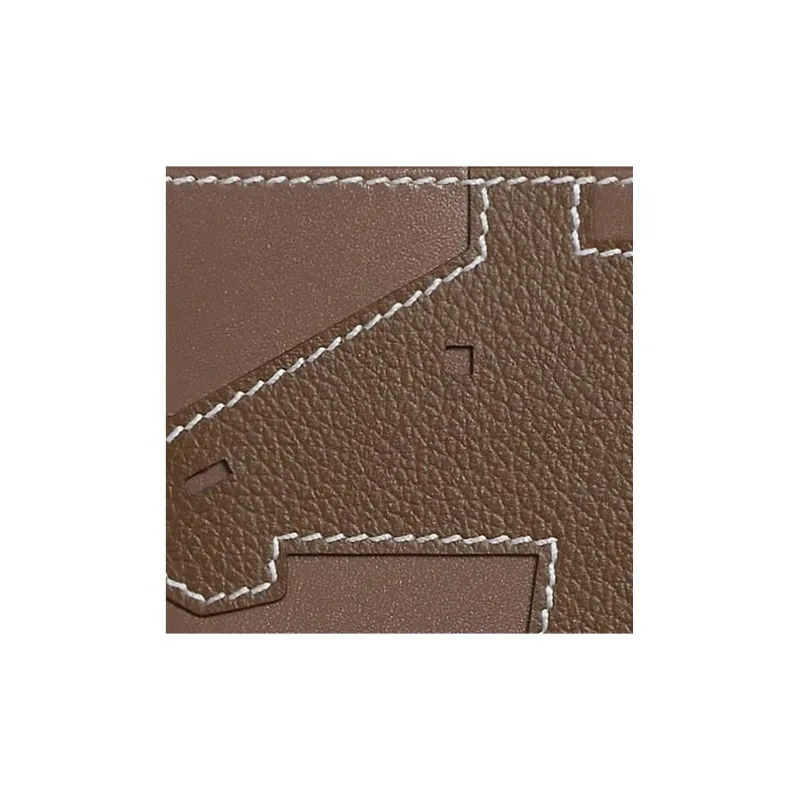 HERMES Evercolor & Tadelakt Calfskin Card Holder Women's Elephant Gray & Brown Green-2