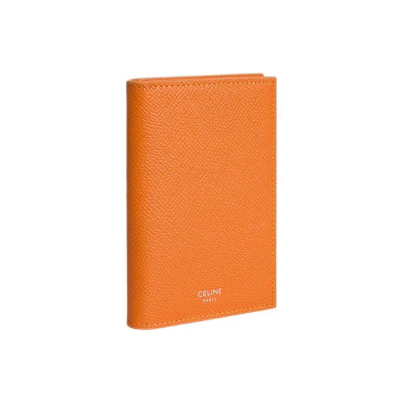CELINE Calfskin Card Holder Unisex Orange-1