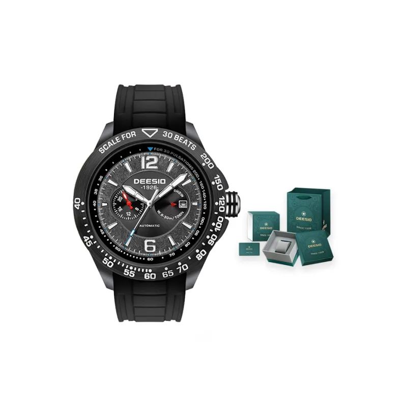 DEESIO Warrior Collection Automatic Mechanical Movement Silicone Strap Chinese Watches Men's Watches Red Watch Dial-7
